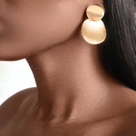 Load image into Gallery viewer, ISIS Clip-On Earrings Gold Full Moon Circle Drops
