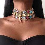 Load image into Gallery viewer, MALLAWI Rhinestones Multicoloured Crystal Choker Necklace
