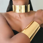 Lade das Bild in den Galerie-Viewer, CLEOPATRA Statement Gold-Halsband und Armband-Manchette-Set
