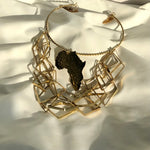 Load image into Gallery viewer, AFRICA Large Gold Map Cuff Necklace Chain
