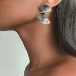 Load image into Gallery viewer, GIZA Silver Statement Spiral Earrings
