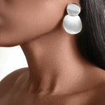 Load image into Gallery viewer, ISIS Clip-On Earrings Silver Full Moon Circle Drops
