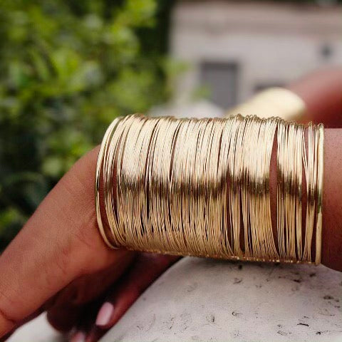 GODDESS Gold Bamboo Bangle Cuff Manchette