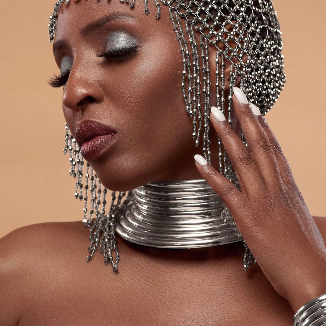TANTA Statement-Set aus afrikanischem Halsband und Armband aus Silber