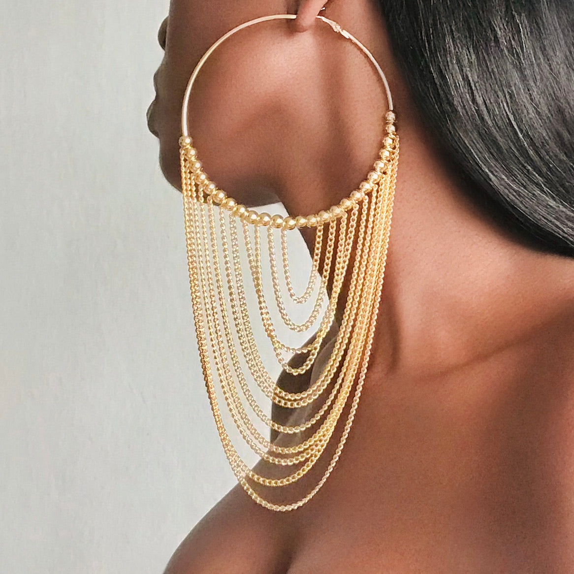 ROSETTA Gold Beaded Hoop Earrings